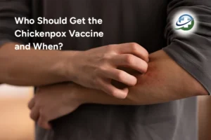 Child receiving Chickenpox Vaccine safely in pharmacy clinic